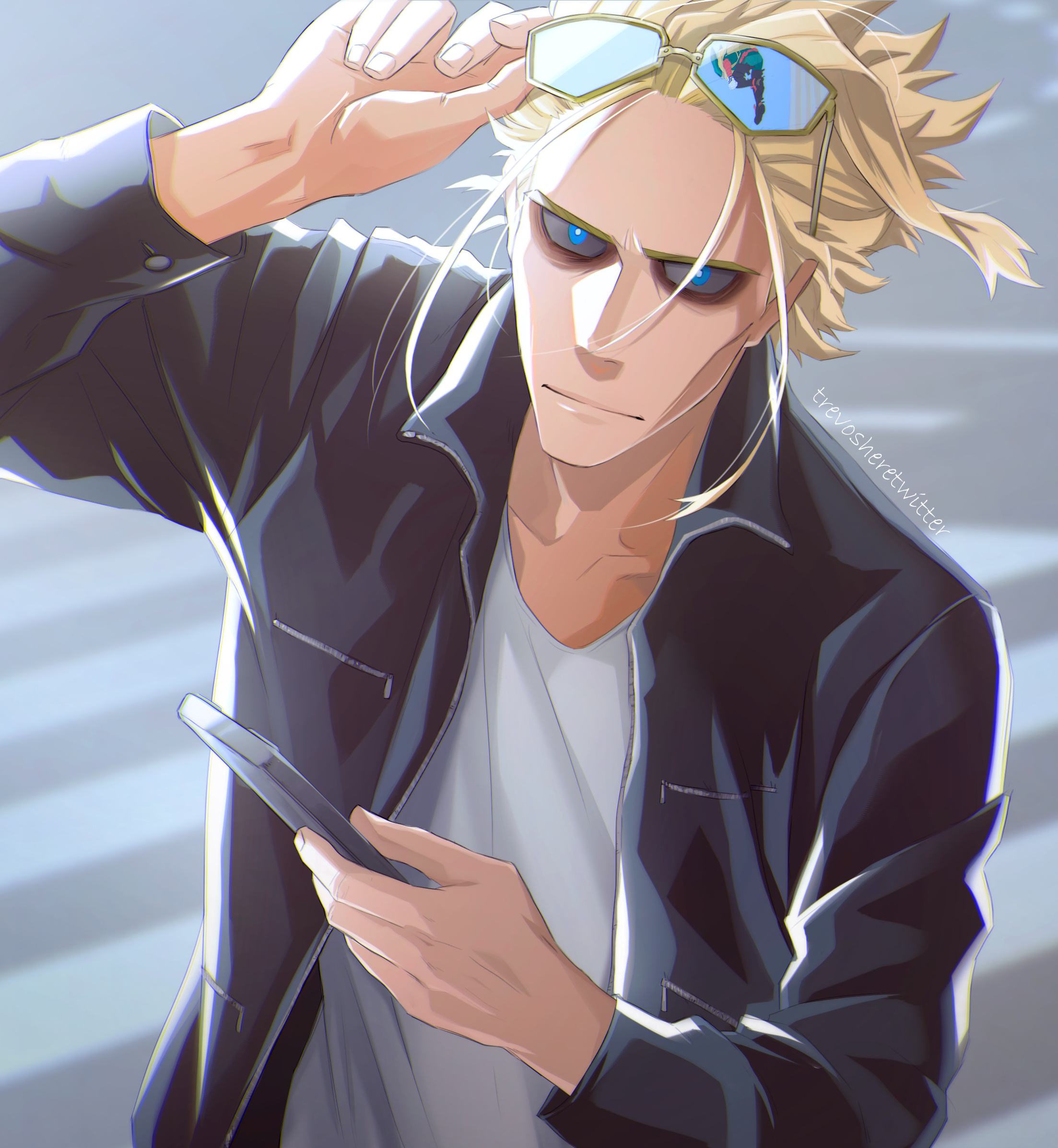 all might, yagi toshinori, and all for one (boku no hero academia) drawn by  trevo_(trevoshere)