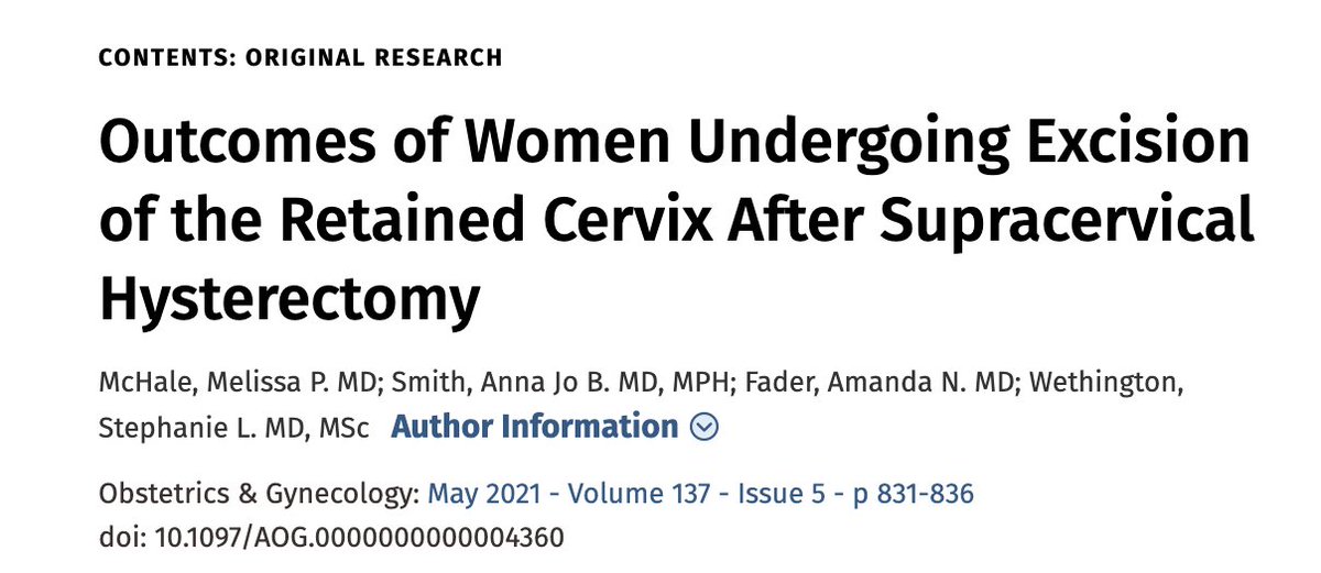 Johns HopkinsGynOB (@hopkinsgynob) on Twitter photo New 📗 article hot 🔥 off the press--
"Outcomes of Women Undergoing Excision of the Retained Cervix After Supracervical Hysterectomy" --published in the upcoming addition of <a href="/greenjrnl/">The Green Journal</a> @DrMomOnc <a href="/amandanfader/">Amanda Nickles Fader, MD</a> New 📗 article hot 🔥 off the press--
"Outcomes of Women Undergoing Excision of the Retained Cervix After Supracervical Hysterectomy" --published in the upcoming addition of <a href="/greenjrnl/">The Green Journal</a> @DrMomOnc <a href="/amandanfader/">Amanda Nickles Fader, MD</a>