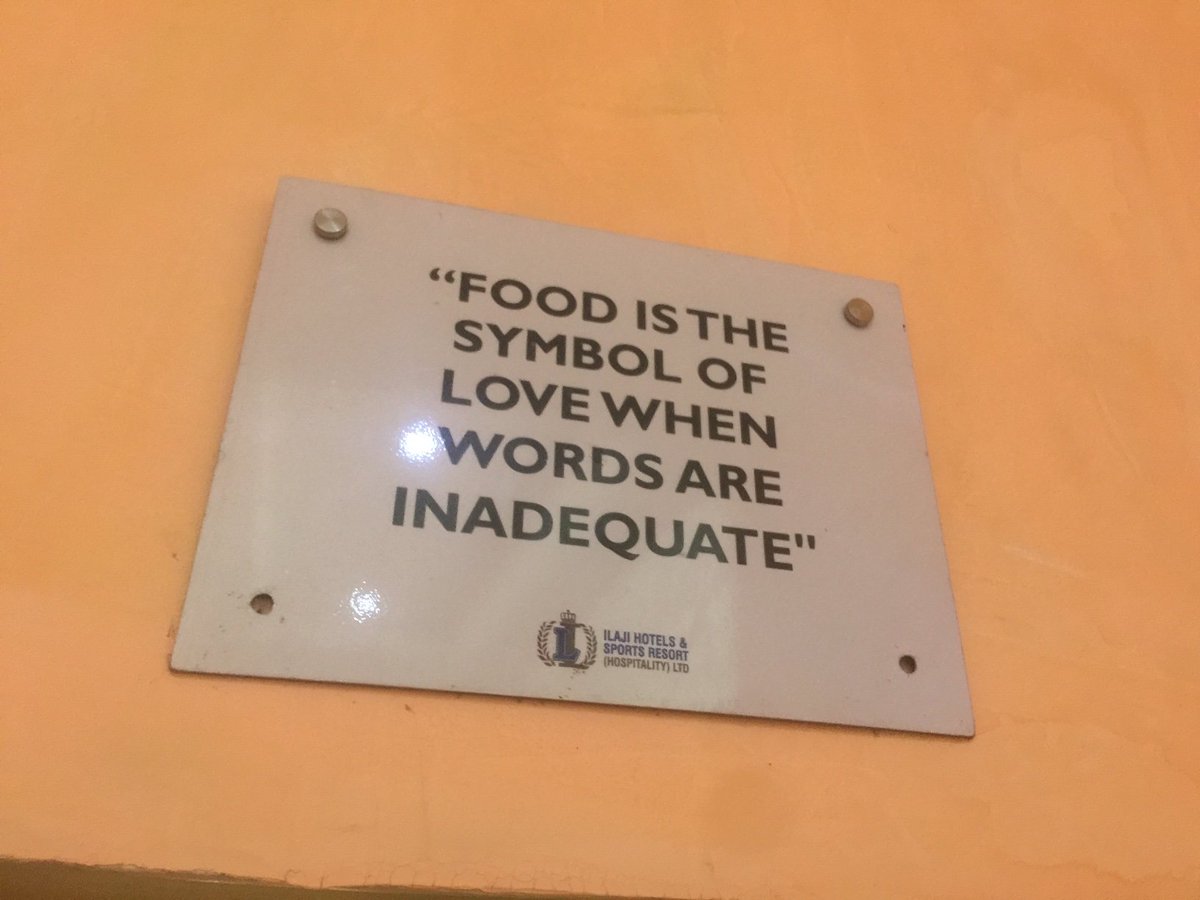 16. If you're on a special diet, no worries, go with your "raw materials" and Kwasi, the head chef whose mum is Ghanaian and dad Beninoise, and his team will treat you right. I was. I caught the "Food is the symbol of love..." at the entrance to the restaurant.