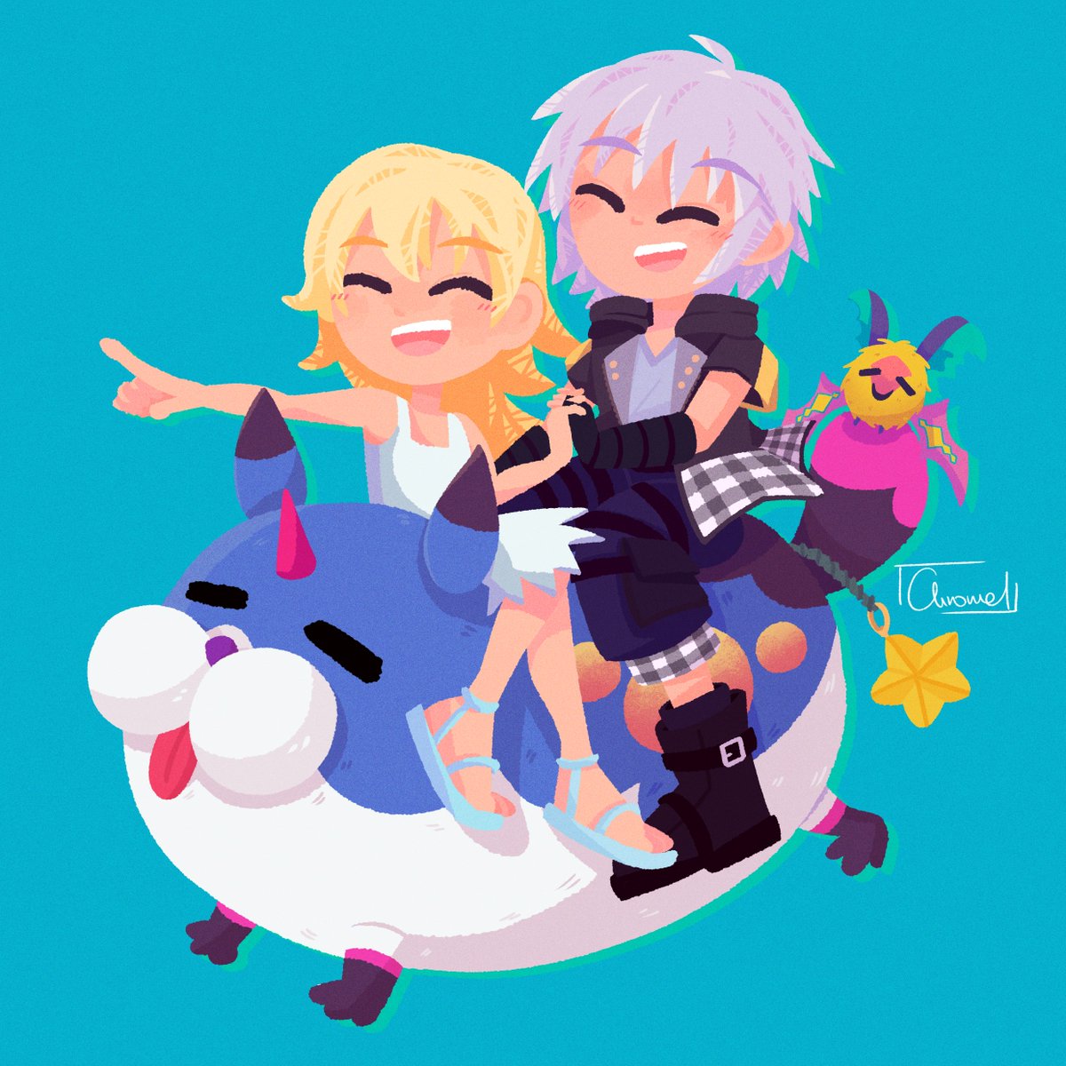 Riku and Namine charm design for the <a href="/MoPzine/">Memory Of Promises: a RikuNami & RepliNami Zine</a> :>
#kh #kingdomhearts