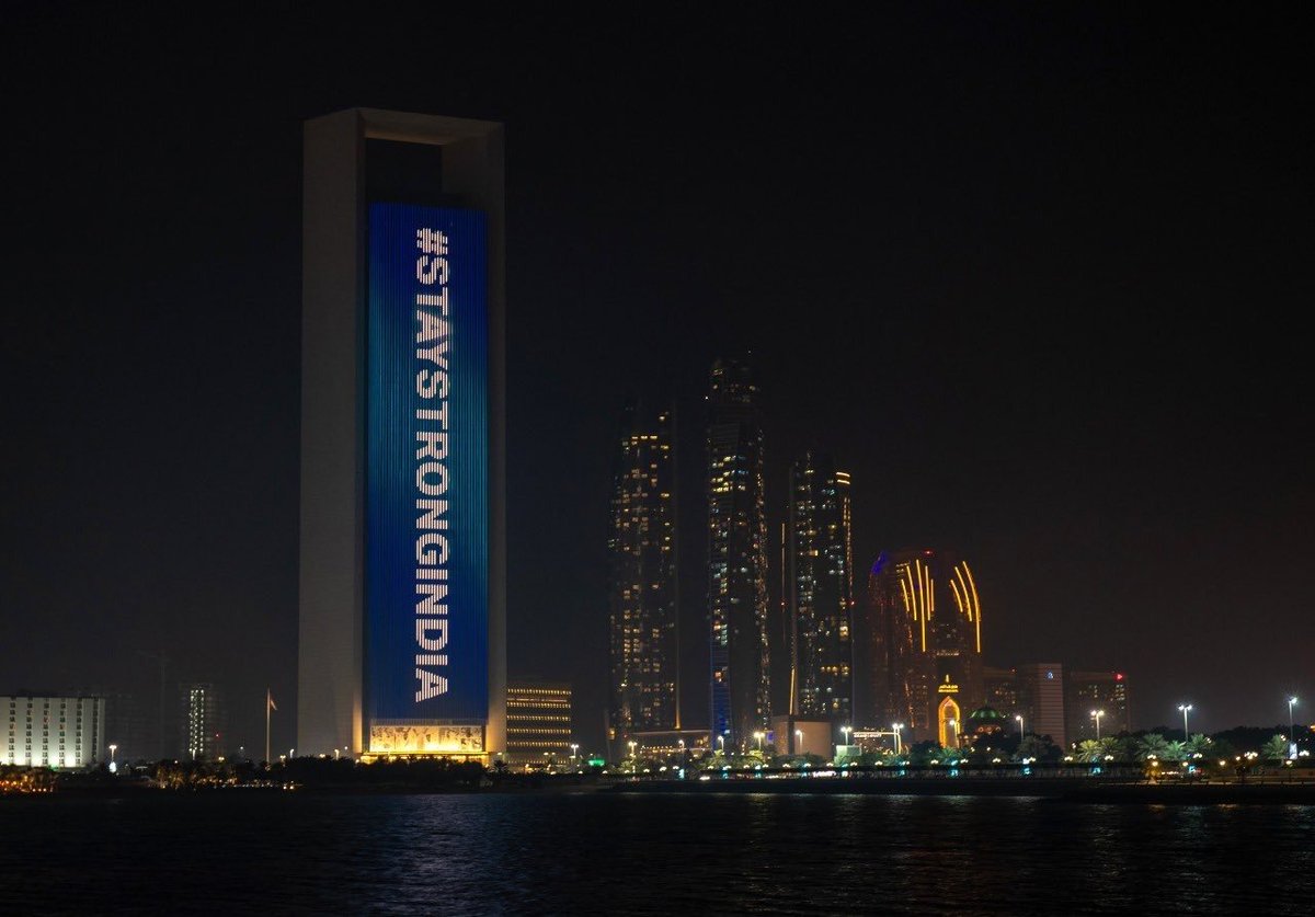 UAE stood in solidarity with  #India by displaying  #StayStrongIndia as  #IndiaFightsCorona India will come out stronger than EVER from this. India will come out as a super power for the world to see!  https://twitter.com/PareshKhanna/status/1386370927294746626