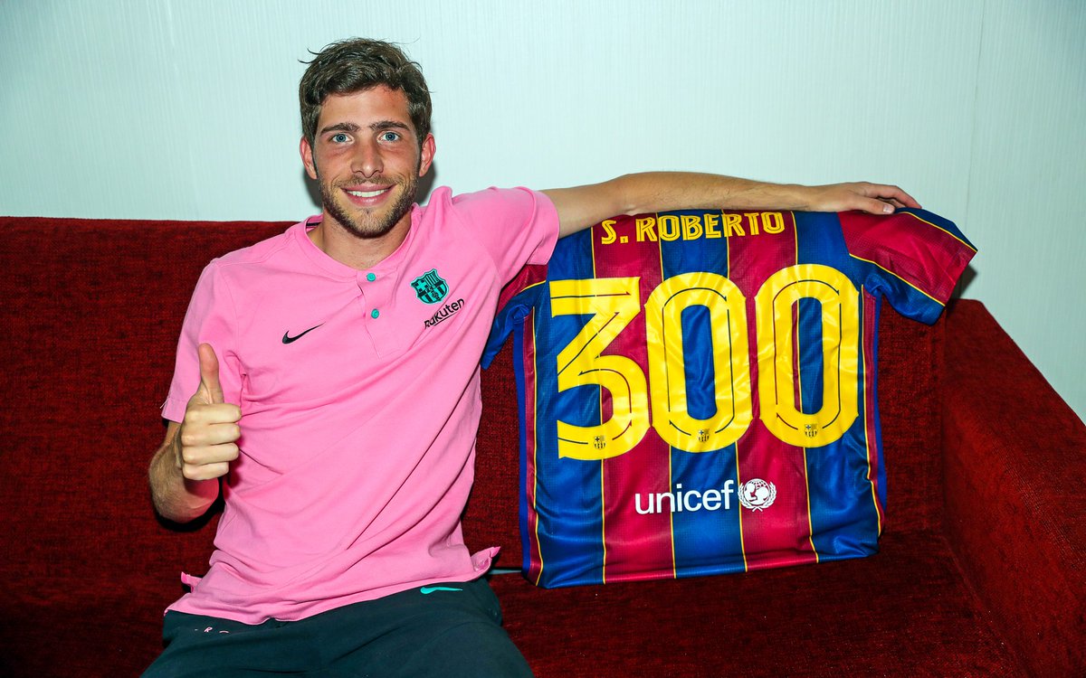 3️⃣0️⃣0️⃣ partits oficials de @SergiRoberto10 amb el Barça! 💙❤️