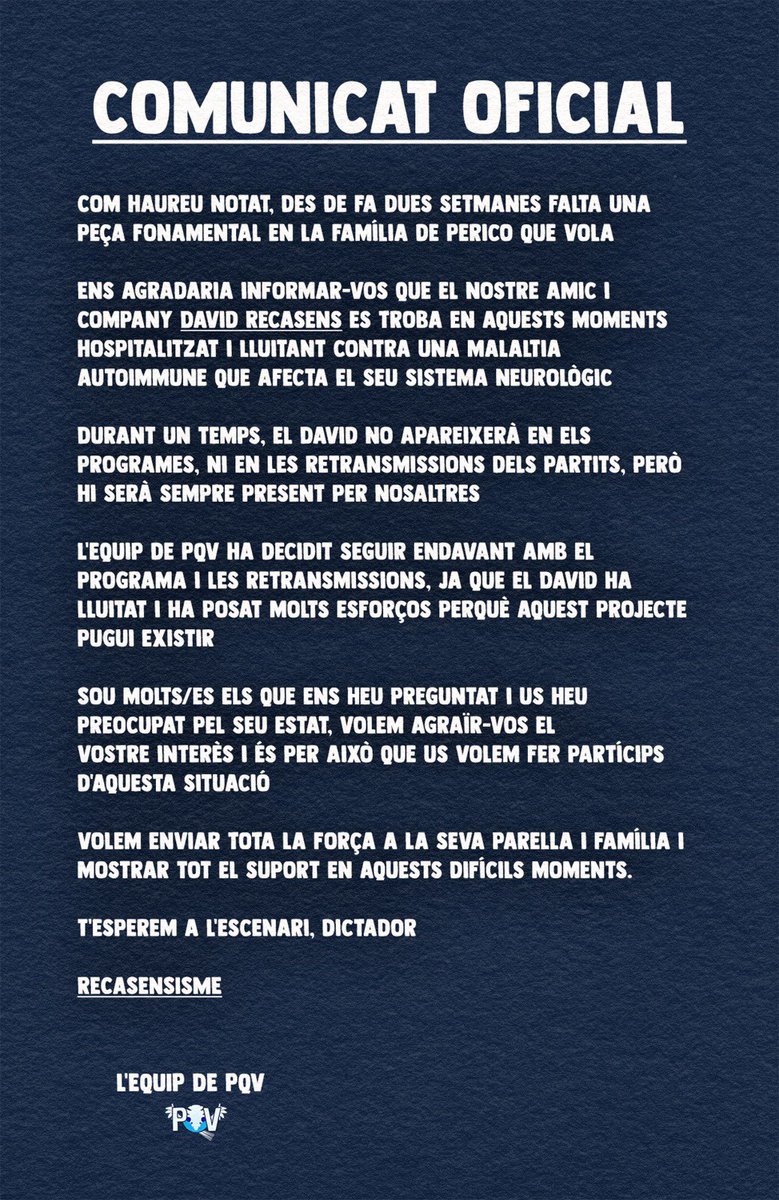 Comunicat oficial <a href="/david_recasens/">David Recasens</a> 

#RCDE #PQV
