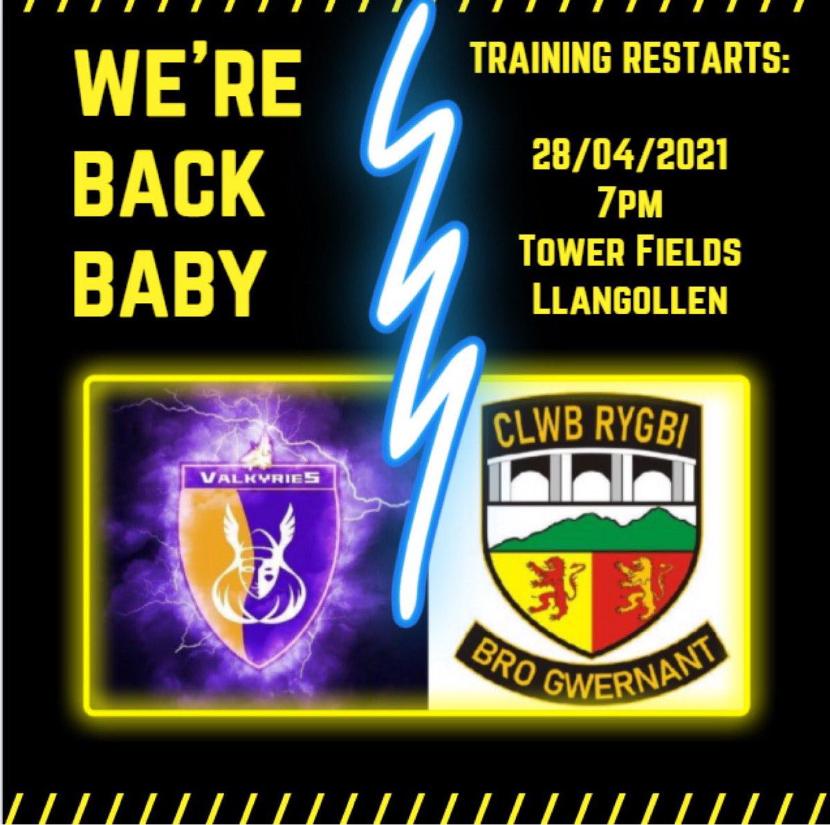 BroGweValkyries's tweet photo. We are back on the pitch! Training restarts Wednesday 28th April 7pm @ Tower Fields. Water, trainers, sanitiser 💪🏼 https://t.co/6z8Fnq9u79