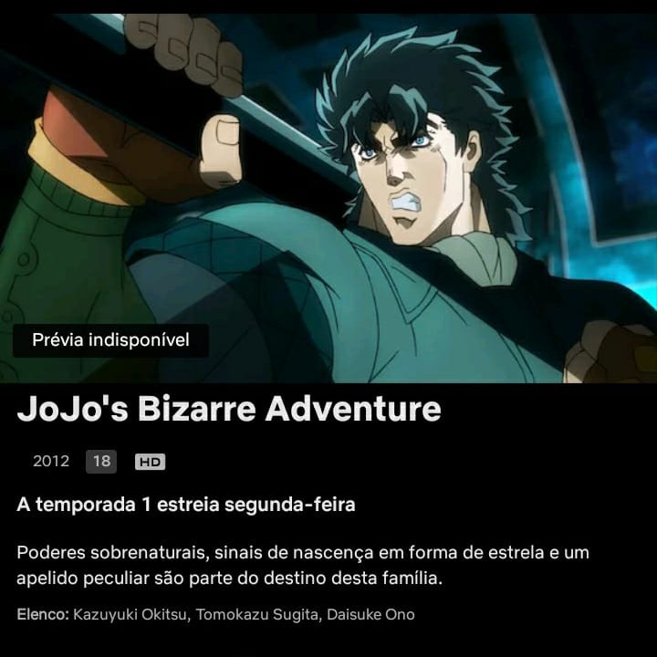 animesinjapan's tweet photo. LEMBRETE📅| A 1ª Temporada de "JoJo's Bizarre Adventure" chegará amanhã ao catálogo da @NetflixBrasil. https://t.co/sfScVkpULV