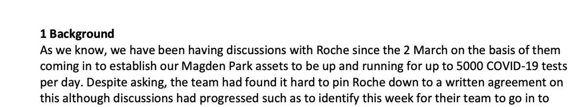 In one email [22/3/20, to Wales’ most senior health officials incl the Chief Medical Officer], PHW boss Tracey Cooper gives her account. She says there’d been “discussions with Roche since the 2 March” on the basis of them providing “up to 5000 Covid-19 tests per day”