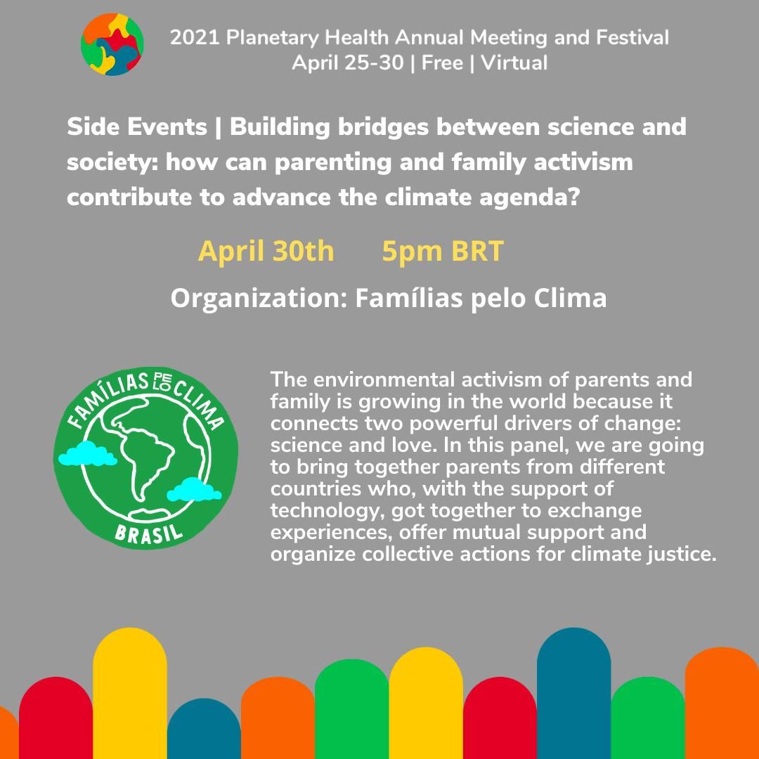 ‼️ 50+ Side &amp; Festival Events are Part of #PlanetaryHealthWeek 

#PHAM2021 (4/25 - 4/30) will feature 50+ side events and 25+ artistic-cultural activities. A few are highlighted below!

Register here ➡️ planetaryhealthannualmeeting.com/register

<a href="/saudeplanetaria/">Saúde Planetária Brasil</a> <a href="/usponline/">USP - Universidade de São Paulo</a>