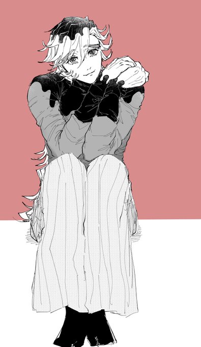 もしもこさんがTwitterに投稿した童磨(鬼滅の刃)のイラスト。