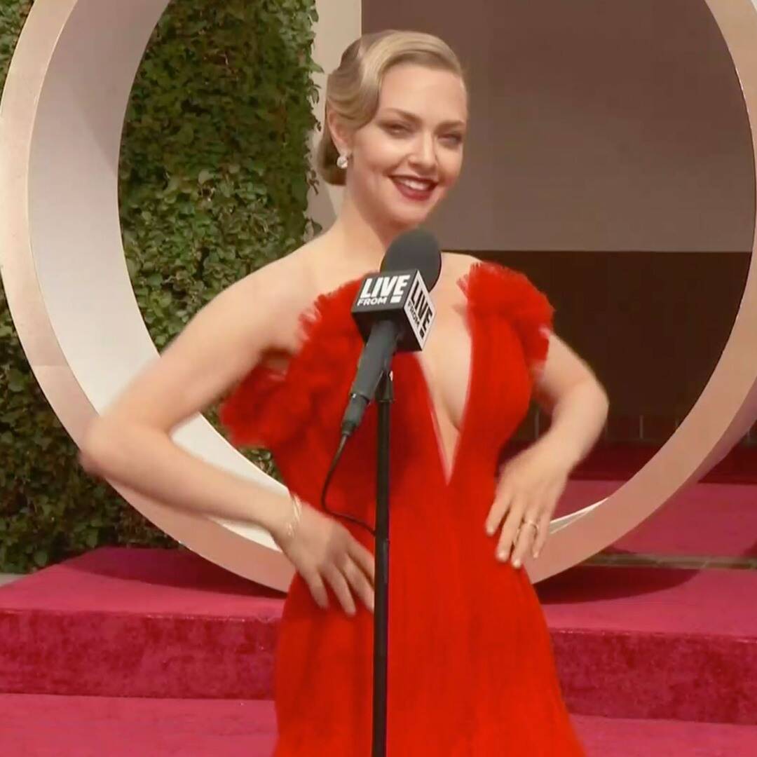  #Oscars   nominee Amanda Seyfried is radiant in red. Her dress' bright color and her updo remind me of this ancient Greek intaglio of Medusa in the  @metmuseum