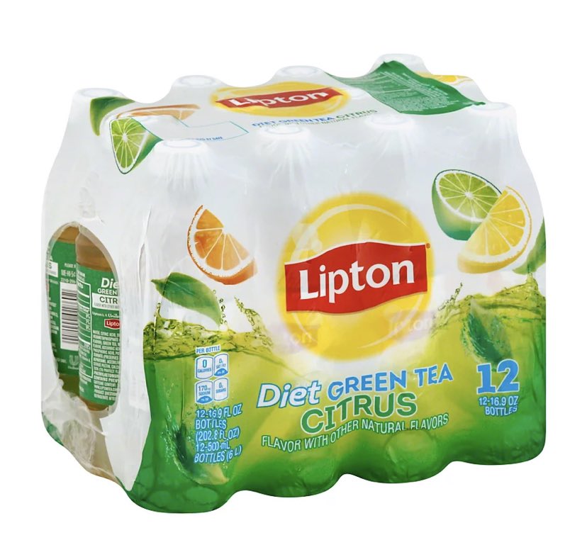 lipton green tea: 0 kcals per bottle, my mom loves this so it’s at my house a lot, very convenient, kinda tastes like ass ngl but oh well