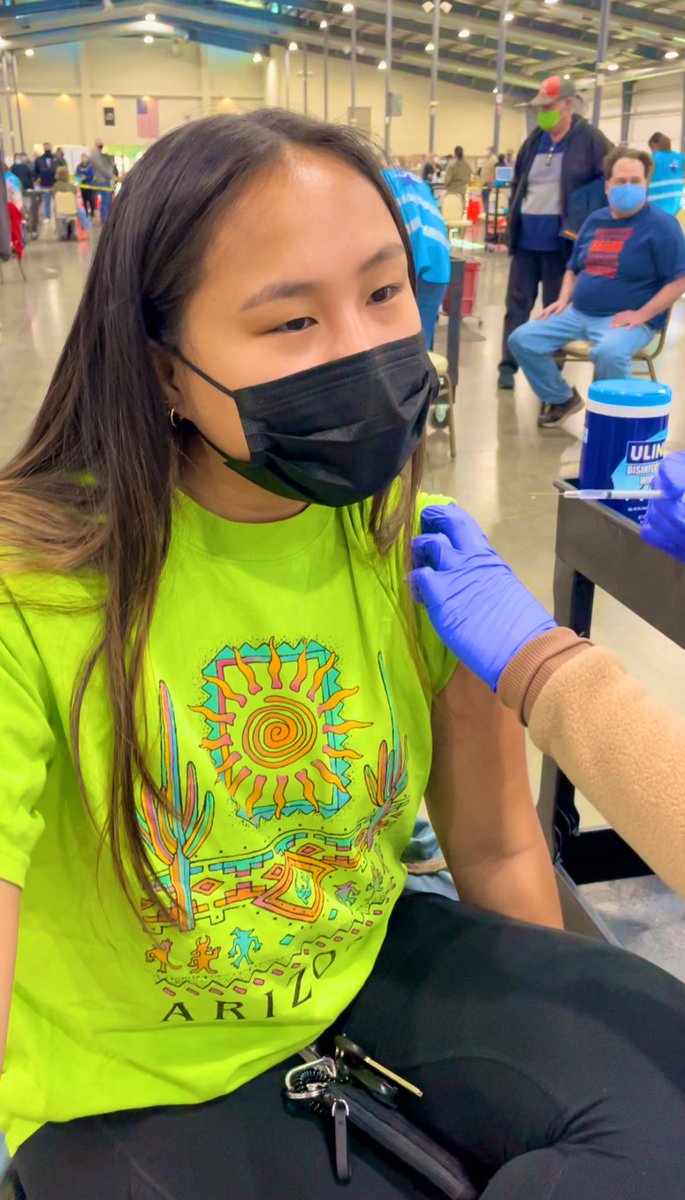Here’s me looking pissed getting the second dose, but I wasn’t I was rlly happy bc now I don’t have to worry about the musty, gross people at school!!!! #growupgetyourvaccineandstfu