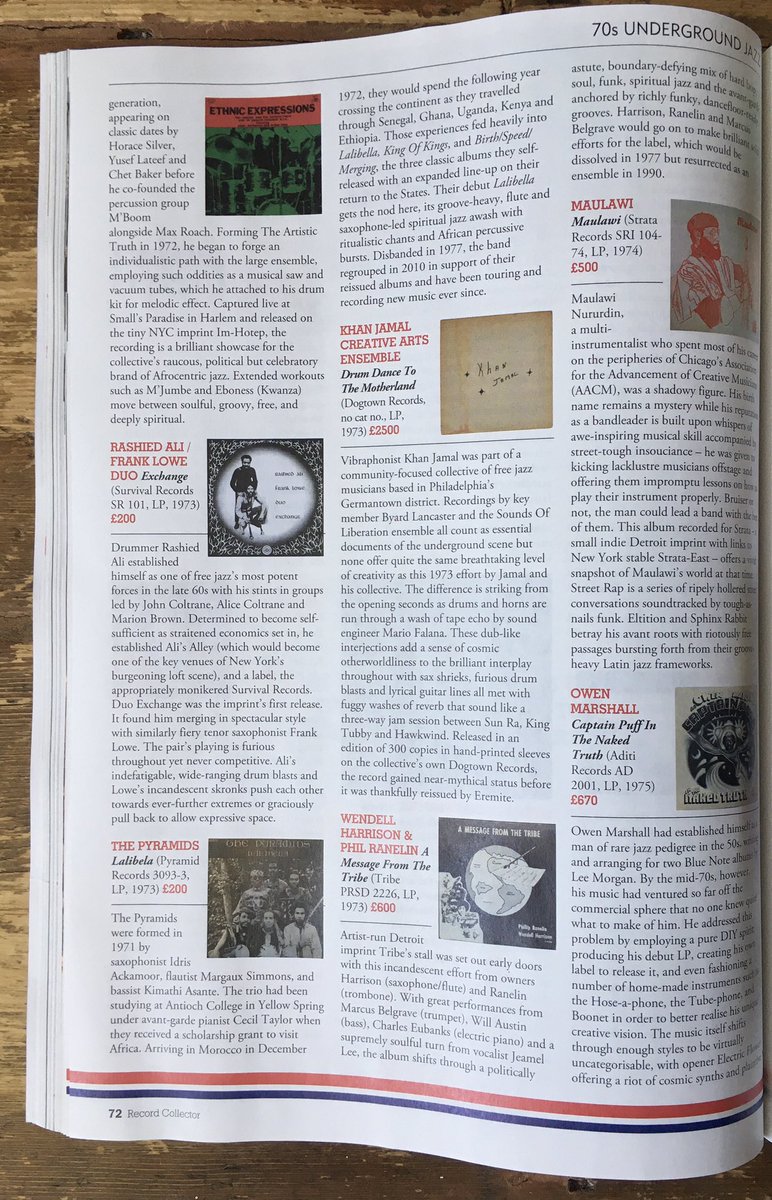 My feature on the 1970s Independent US jazz scene is in this month’s <a href="/RecCollMag/">Record Collector Mag</a> #spiritualjazz #freejazz #loftjazz