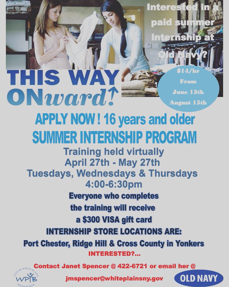 Hi Westchester teens,
Are you looking for a summer job? Old Navy is hiring.