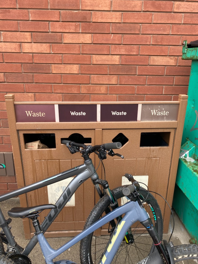 Interesting waste management strategy <a href="/TimHortons/">Tim Hortons</a> all sizes and shapes for garbage but no recycling or composting - guess those items come in the wrong size??