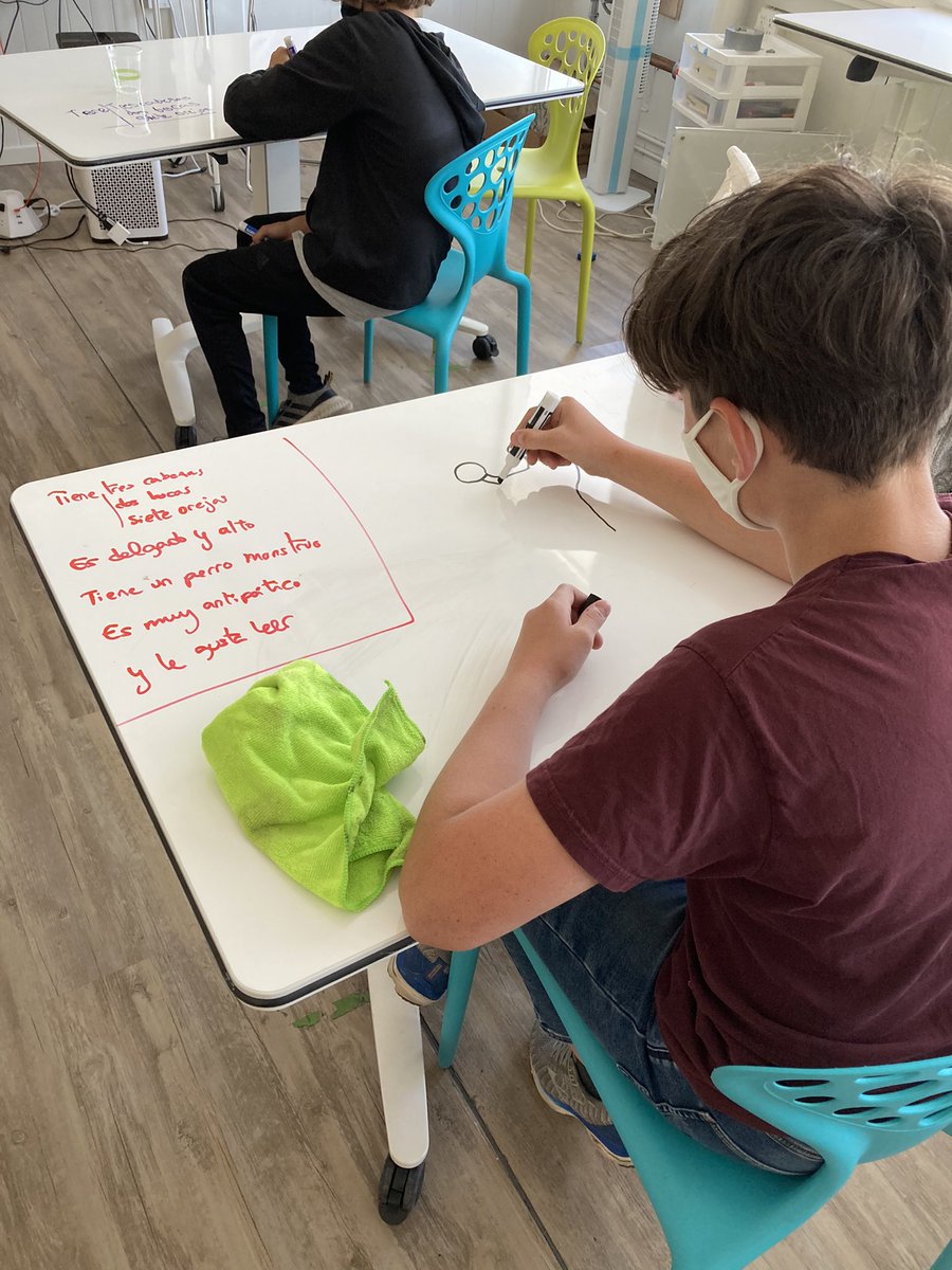 PaulaMissG's tweet photo. No WiFi for a while? No problem. Draw a monster and learn descriptions in Spanish, comprehension activity - analog is good too #Spanishteaching #LascuolaSF #engagedclassroom https://t.co/rAIowV546D
