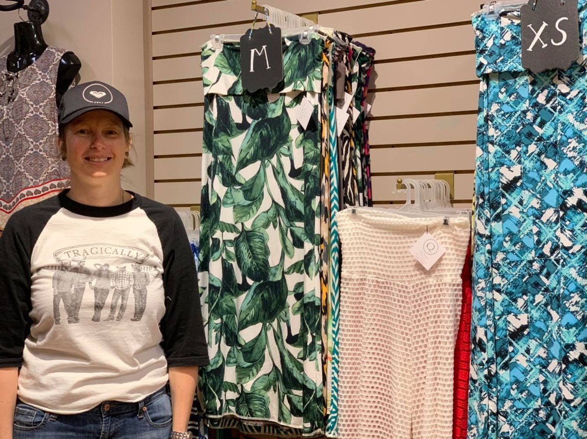 The Face Behind the Brand is Carly of Q!
Creative Focus: Carly designs quality handmade infinity scarves, skirts &amp; her popular knotty pants from eye-catching graphic fabrics. When the lockdown lifts, shop her treats (in-person) at our Pop-In Shop, 261 Front St, @DTBelleville!