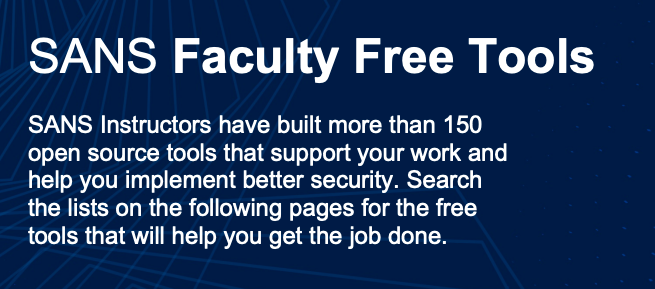 Blackmantisec's tweet photo. Una actualización de la vieja (?) SANS Faculty Free Tools.
disponible en : https://t.co/WjYPTnkYPa
#CapsulasOSINT #RecursosRedTeam https://t.co/4dfyBiXhq7