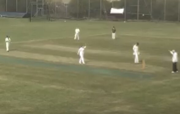 There’s a big shout for LBW and it’s little Adamson’s first wicket in men’s cricket. It was a big step up in standard today but she stood up to it well.🏏🏏🏏