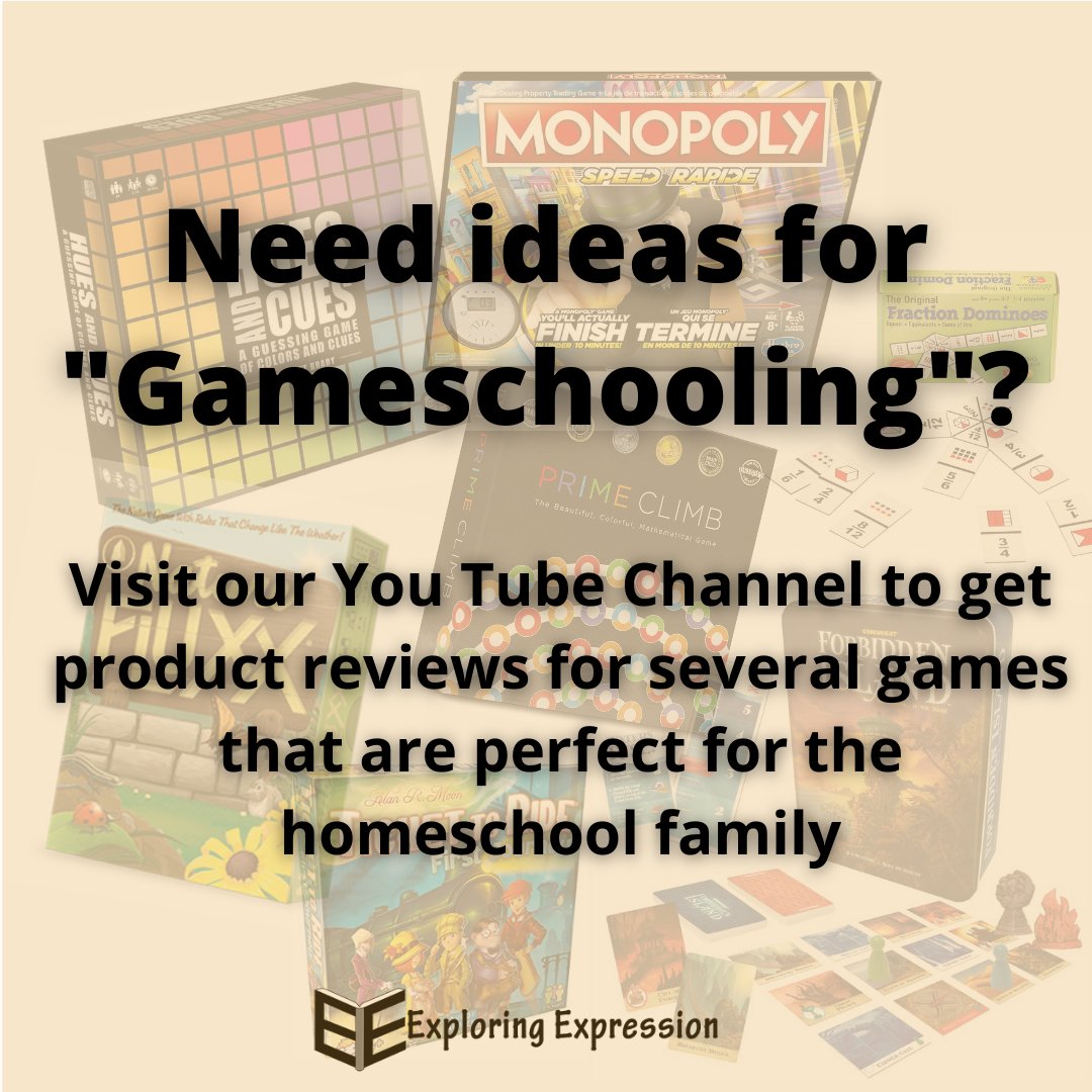 exexadmin's tweet image. Learning is fun when you include GAMESCHOOLING!  Visit the Exploring Expression You Tube channel to see Brandy&apos;s reviews of  games used to enhance her homeschool schedules.  bit.ly/2KZrSFG  #exploringexpression, #learninglifestlye, #homeschoolplanning, #playbasedlearning