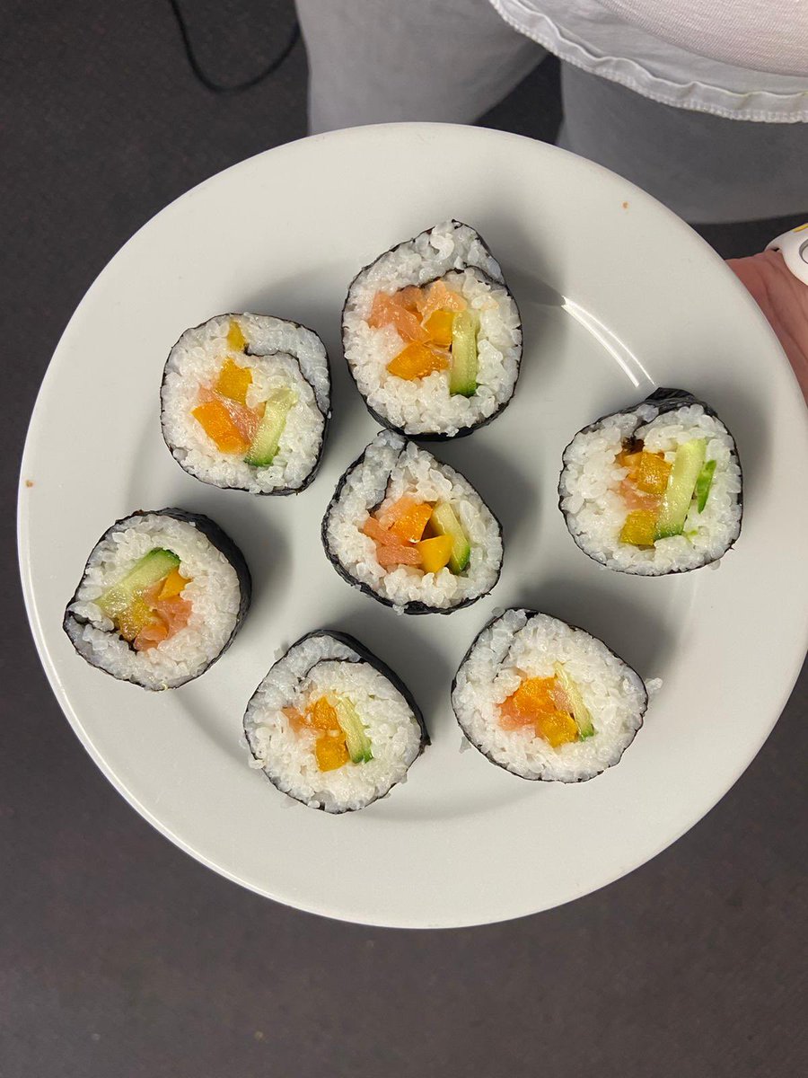 This weekend, we enjoyed a ‘twist’ on the ever popular baking activities, with sushi making. The resulting fantastic spread of sushi, was enjoyed by all involved!