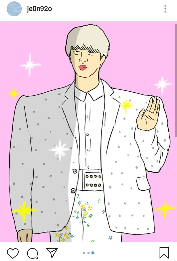 Jin asked him to draw him in this outfit and he just 