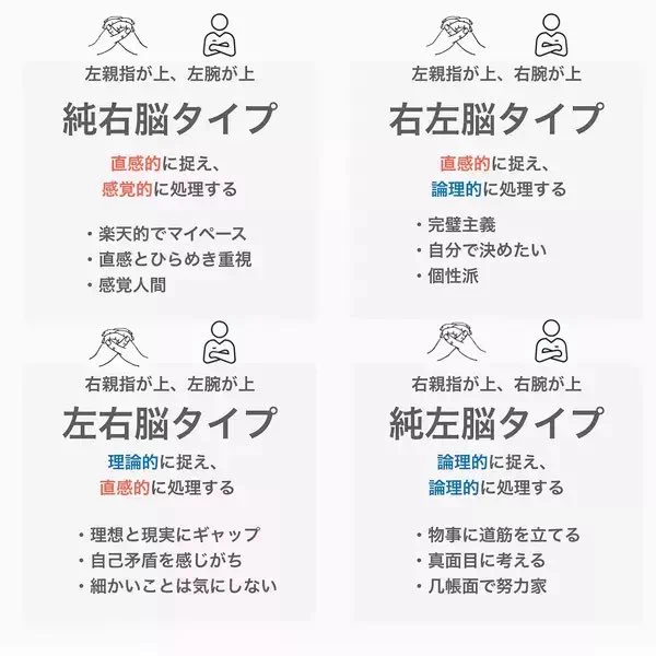 指＆腕組みで分かる利き脳！あなたはどのタイプ？