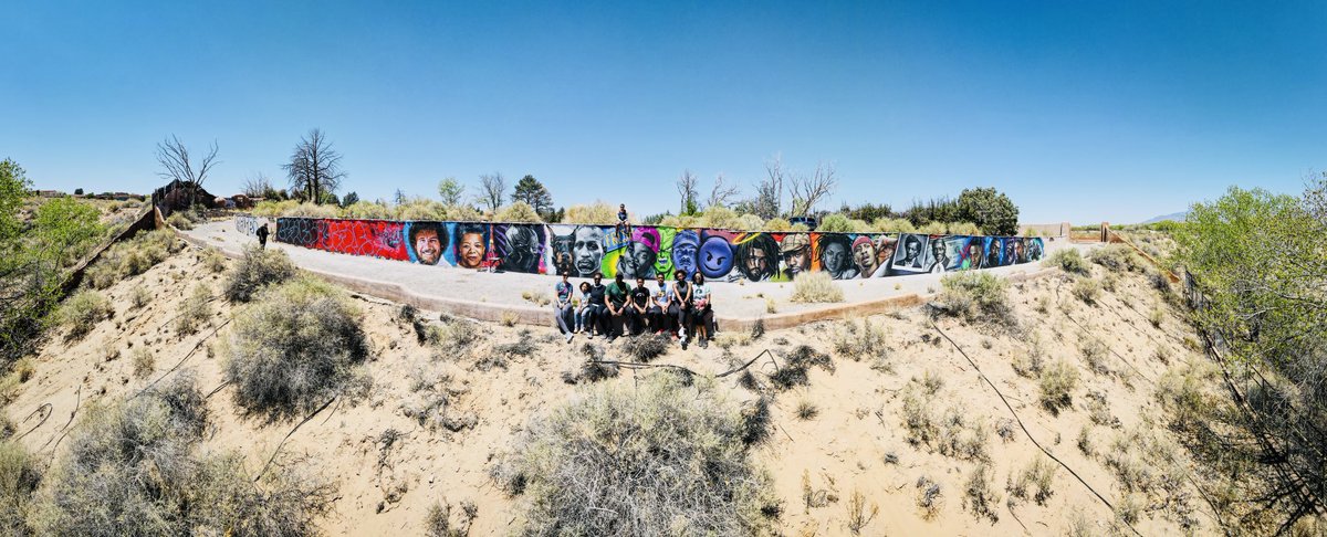We met the incredible artist Noah &amp; an amazing photographer Sal who took this photo with his drone. I ❤️ my city. #onealbuquerque
