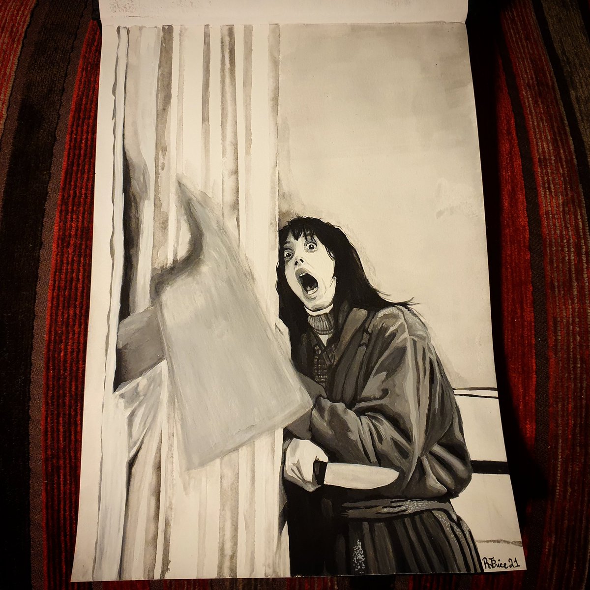Sp00kshow1's tweet photo. I made a thing. 
#shelleyduvall #theshinning #gouache #horrorart https://t.co/C5kIN8Gcwp