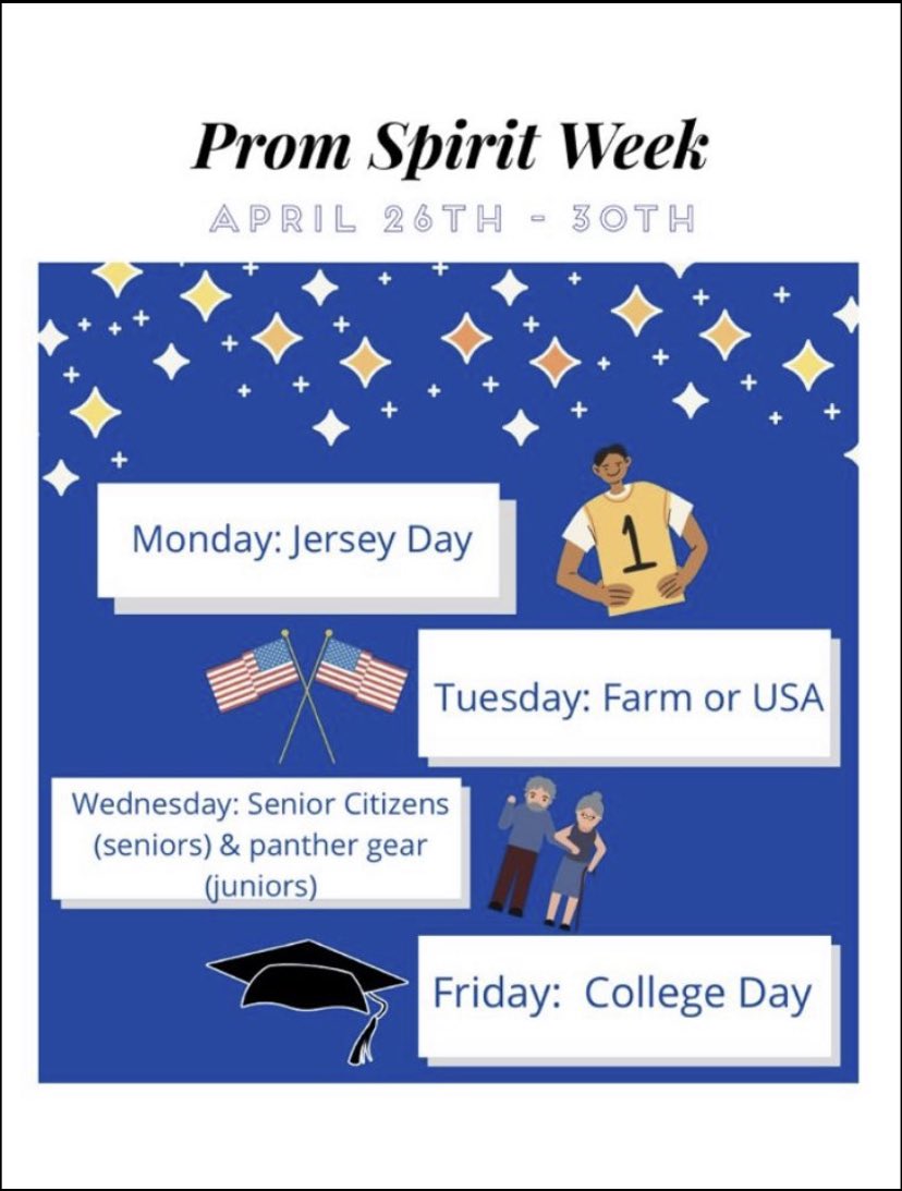 DarbyFans's tweet photo. ALL GRADES can participate in our prom spirit week themes! Starting off tomorrow with Jersey Day!! https://t.co/wVlHD565Uv