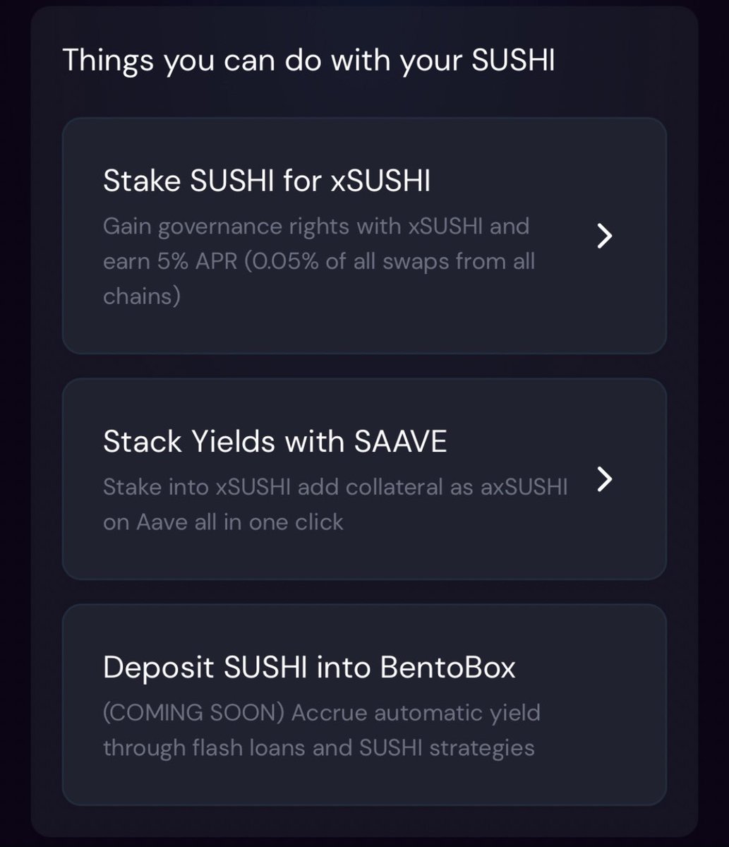 Now for the last bit of information on this:The SushiSwap interface recently updated with a slick new interface and added some timelines to their roadmap