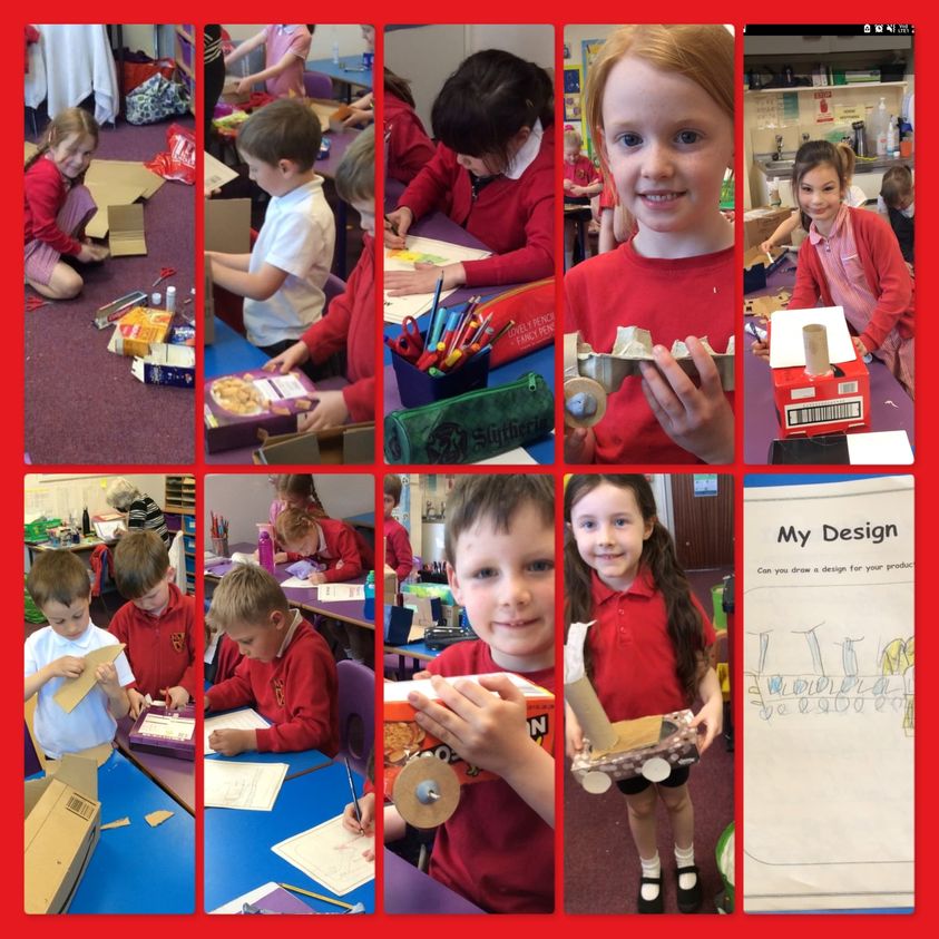 Fabulous Flamingos have made trains as part of our D&amp;T. They started by looking at different designs and what materials would be best to use. Following that, they made a plan that we used to start making our trains. They have added wheels on an axle to make their trains move.