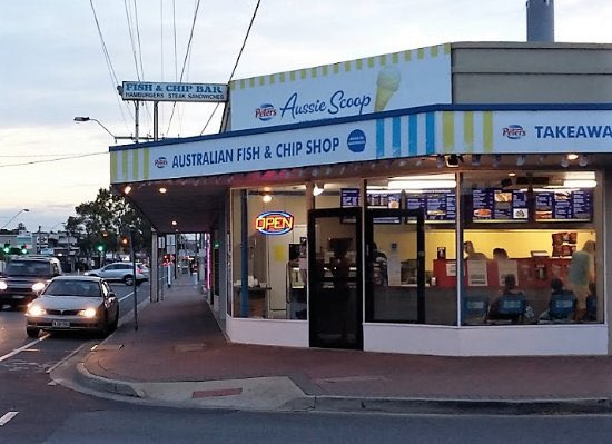 If the fish & chips shop doesn’t look like this I’m not interested. Take note of the Greek Souvlaki, plastic chairs, menu text, Schweppes drink fridge, peters ice cream sign, and paper takeaway boxes.  #Straya  https://twitter.com/emilysears/status/1386468427255013376