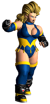 I see you noticed the giant lady. Her name's Mary! She fulfills the role of "giant muscular grappler" in the Tobal games. I would say Tobal was ahead of its times, but it's more like the times are catching back up to the creativity & diversity of 90s fighting games again!