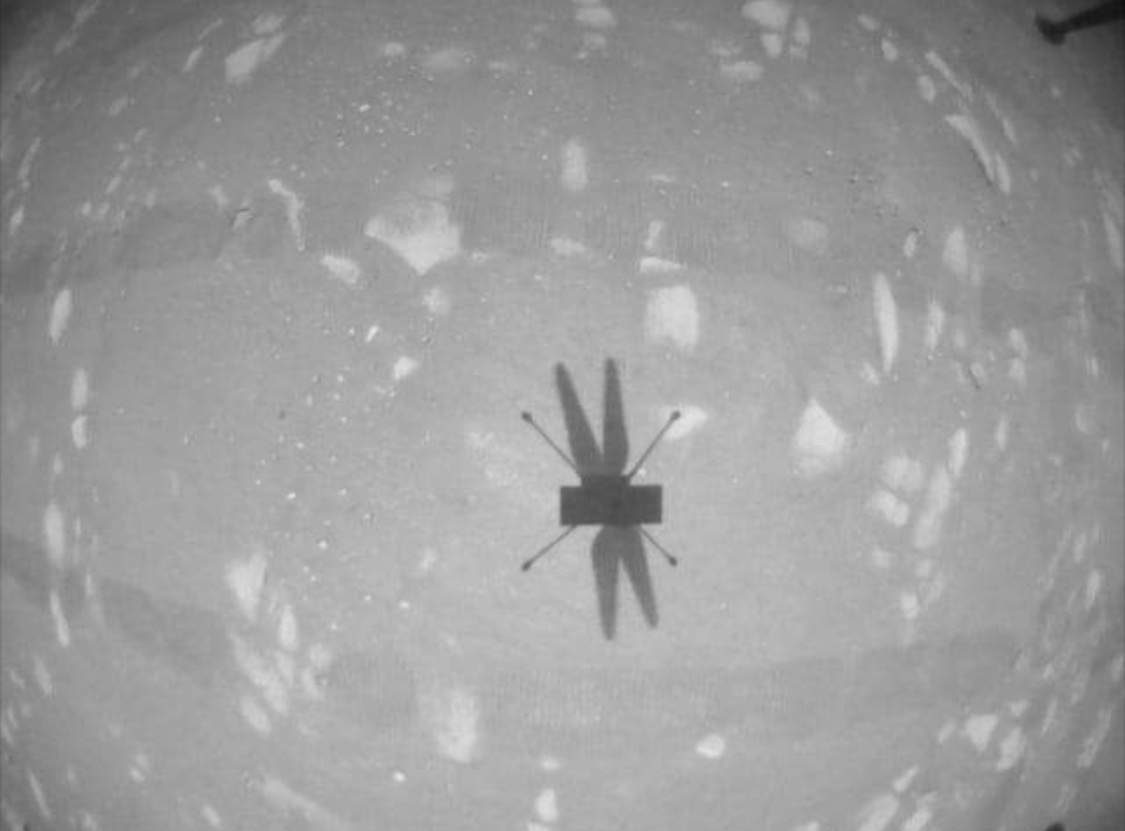 According to all known laws of aviation, there is no way that ingenuity should be able to fly. The Martian air is too thin and Its wings are too small to get its fat little body off the ground. ingenuity, of course, flies anyways because it dares mighty things.