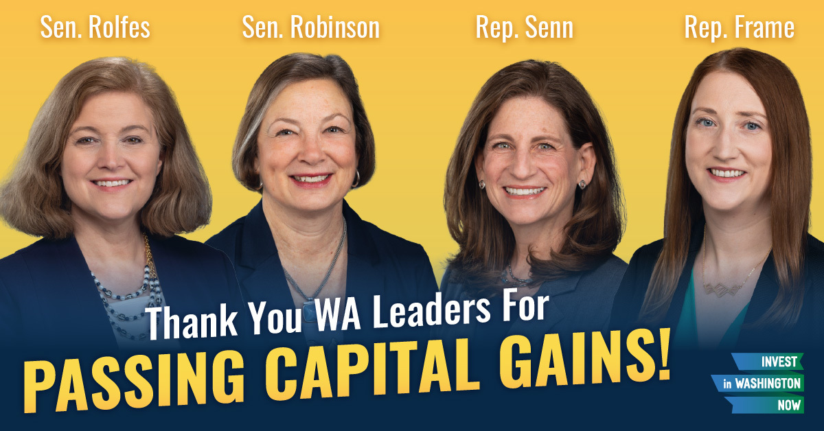 So excited to see this pass today--providing critical funding for #childcare, early learning and education and helping balance our state's tax code! Special thanks to @NoelFrame @gruberobinson Sen Rolfes @ChoppRep for your partnership! #capitalgains #taxfairness #waleg https://t.co/kaR0vtJQZi