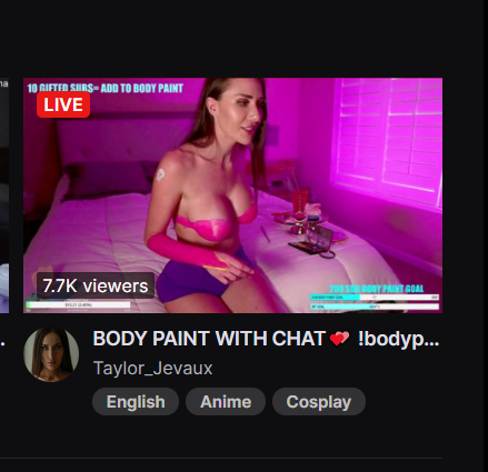 MUTEISASCUMBAG's tweet photo. @TwitchSupport I was banned for my username, which does not violate tos but she can be ass naked on the front page?????? @Twitch @TwitchEsports can i get some sort of help? https://t.co/GQew2XalfR