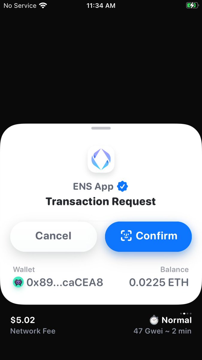 Once connected, choose how long you want to register and click 'Request to register'Then open your wallet app. There should be a push notification for a "test" transaction.This test is to confirm the wallet has sufficient funds and you can access it - so click 'Confirm.'