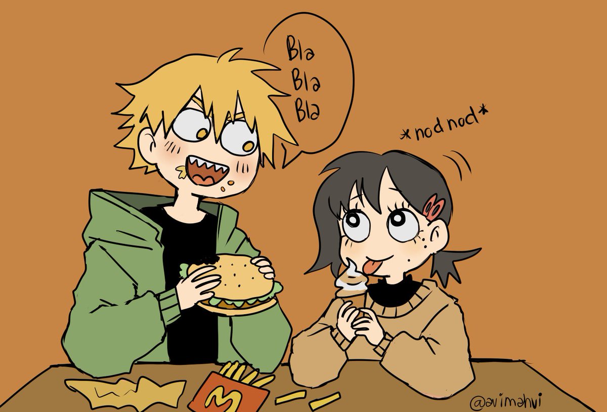 qingxinsea's tweet photo. miren denji, kobeni, kishibe y nayuta pasándola piola en el mc #chainsawman https://t.co/FFwSLVVWWQ