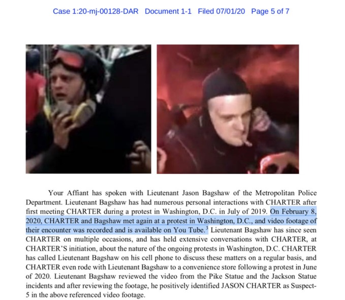 Jason Charter, arrested and federally charged for Albert Pike + Andrew Jackson statue attacks. Free on bail w/ monitoring, despite facing two assault charges in DC (One for Jack Posobiec assault, and one for a DC police officer assault during a WalkAway event)