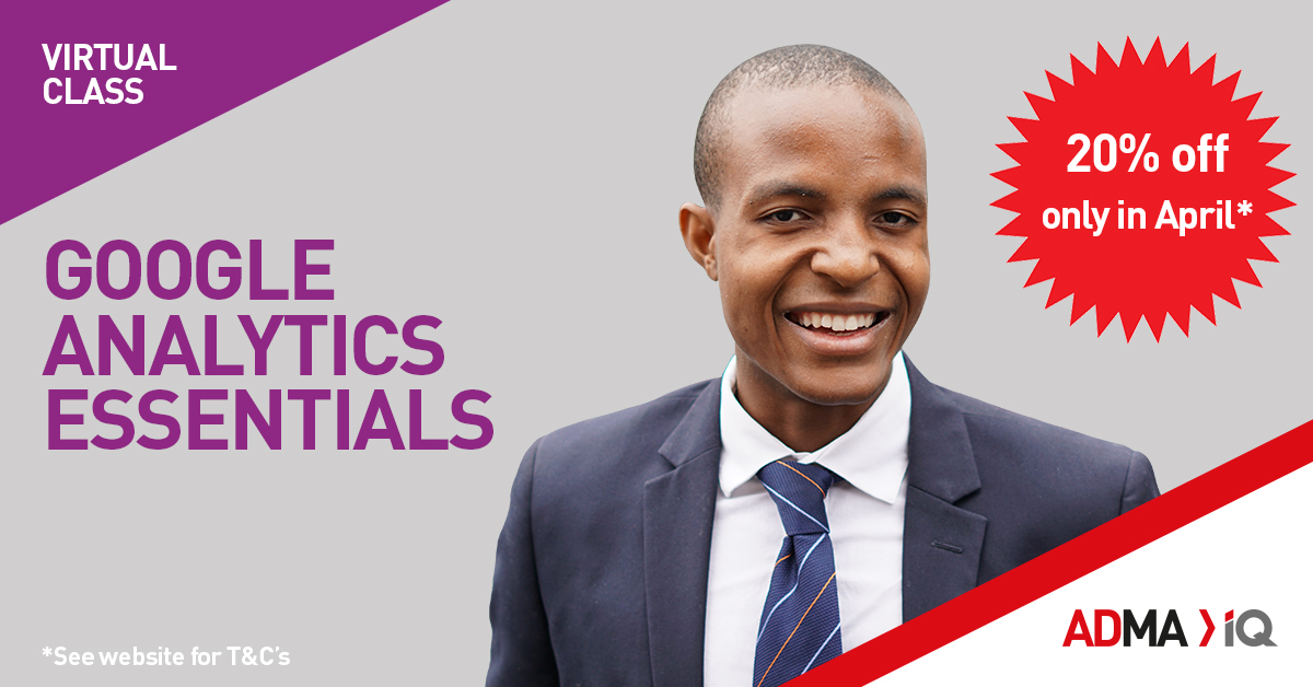 Save 20%. In this one-day in-class course you will be taught by an industry expert discovering all Google Analytics has to offer and ultimately giving you a better understanding of your customers. Use code: IQLAB20. Course starts 11th May. Enrol now: bit.ly/3xou4u9
