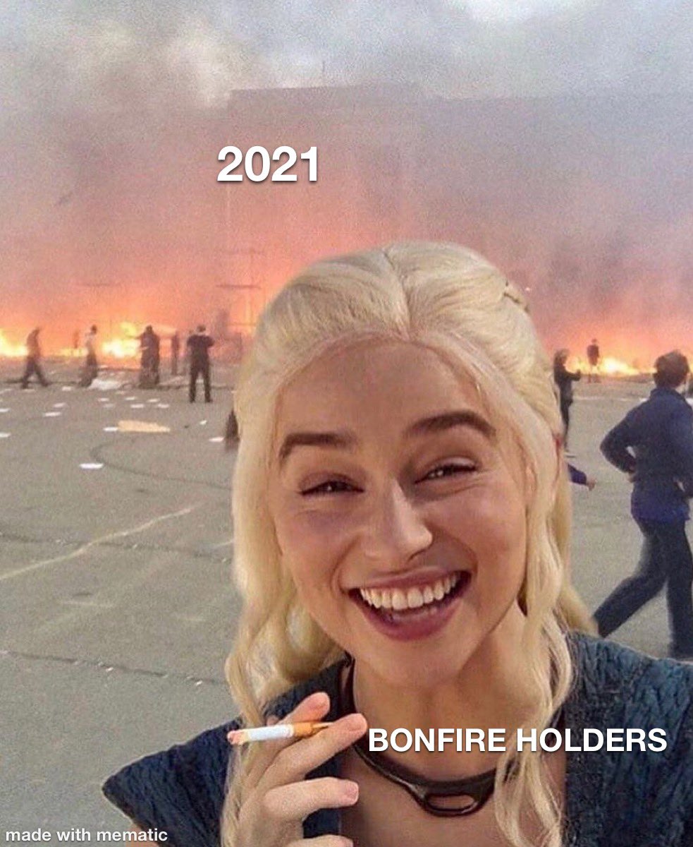 Cryptosmin's tweet photo. @token_bonfire how I’m feelin’ 😂😂 #bonfiretoken #meme https://t.co/HBFPf62VxX