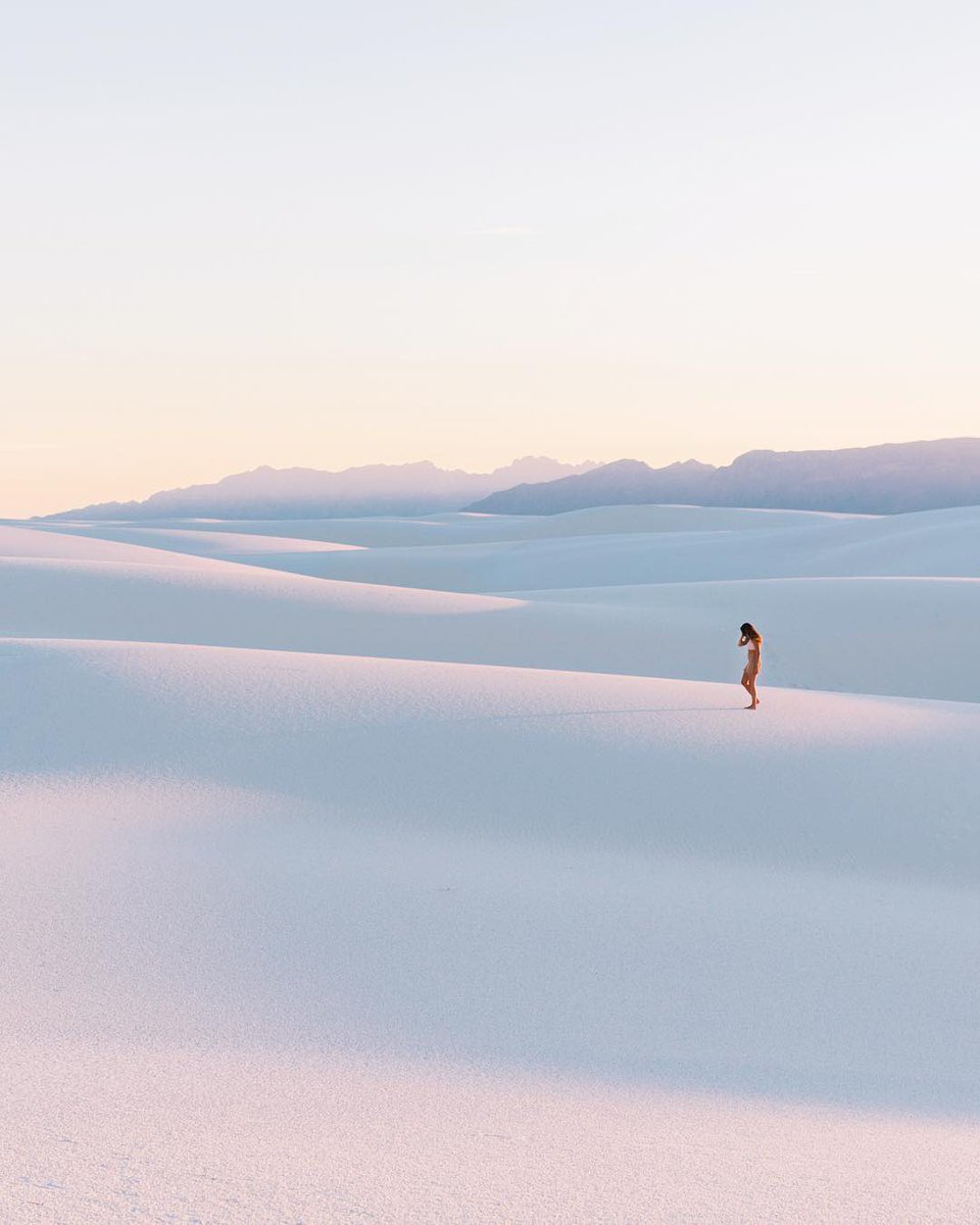 Sunset at the White Sands National Monument, New Mexico.