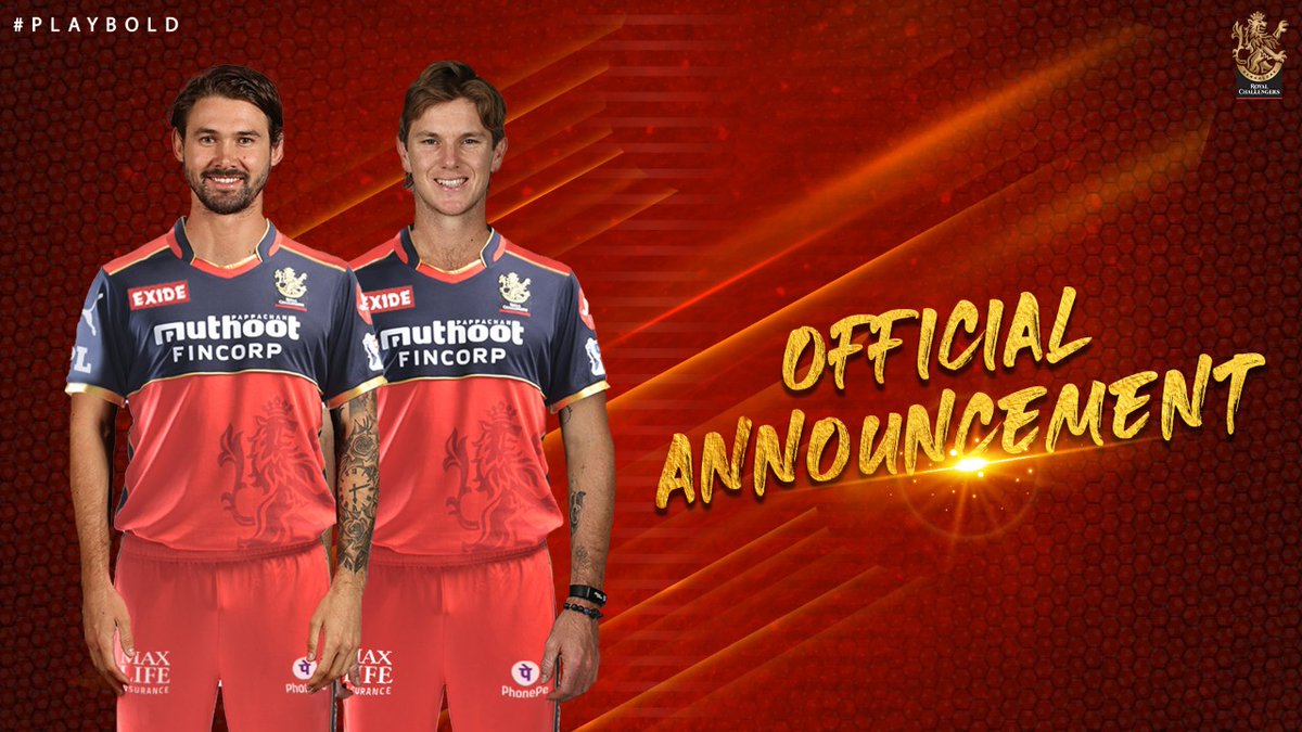 RCBTweets's tweet photo. Official Announcment:

Adam Zampa &amp; Kane Richardson are returning to Australia for personal reasons and will be unavailable for the remainder of #IPL2021. Royal Challengers Bangalore management respects their decision and offers them complete support.

#PlayBold #WeAreChallengers https://t.co/NfzIOW5Pwl