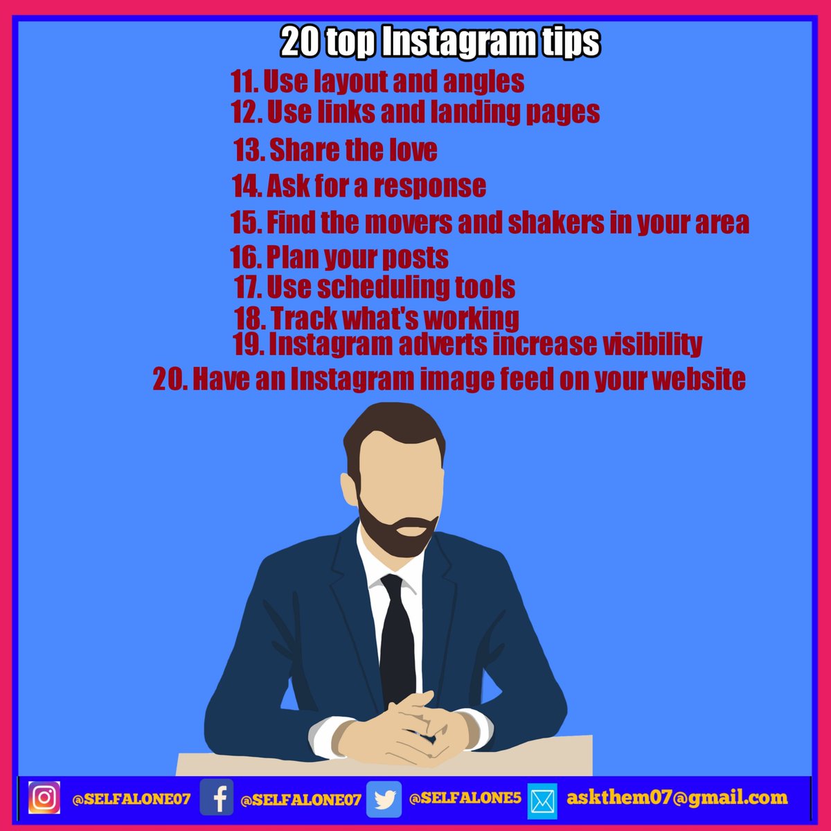 aiabhiraj's tweet image. 20 top Instagram tips

follow us @SELFALONE5 

#instagramadstips
#instagramadsdesign
#instagramads
#smallbusinessmarketing
#digitalmarketingtips
#digitalmarketingstrategy
#digitalmarketing
#facebookmarketing
#googleadsmarketing
#adscampaign
#adsmanager
#GoogleAds 
#FacebookAds