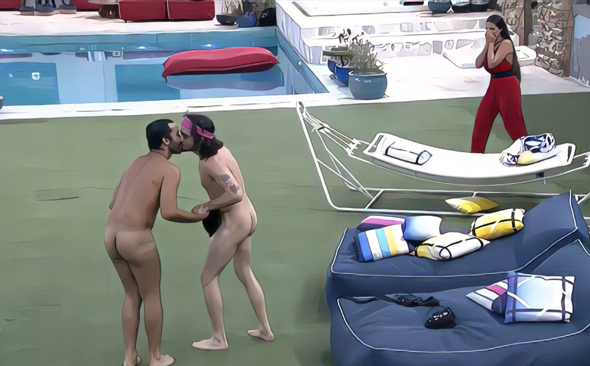 whospbl's tweet photo. gil e fiuk pelados na piscina, pintura em óleo, 2021 https://t.co/QzNOoJ208v