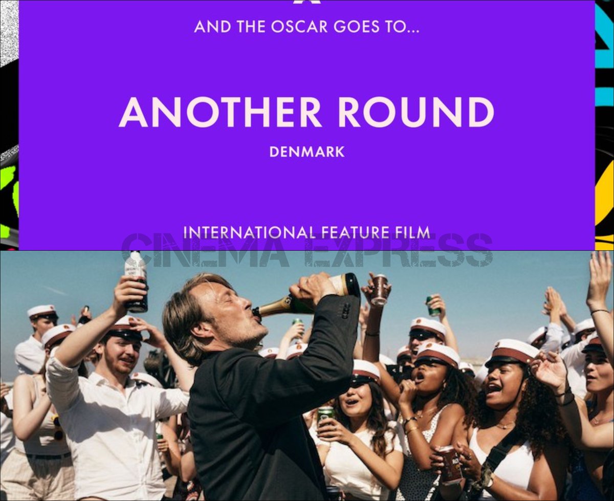 Well... The  #Oscars2021 seems to be following the script so far... almost. It is  #AnotherRound that wins the  #Oscars   for Best International Feature Film.This  #MadsMikkelsen film from Denmark is such a deserving winner #93rdOscars  #AcademyAwards2021