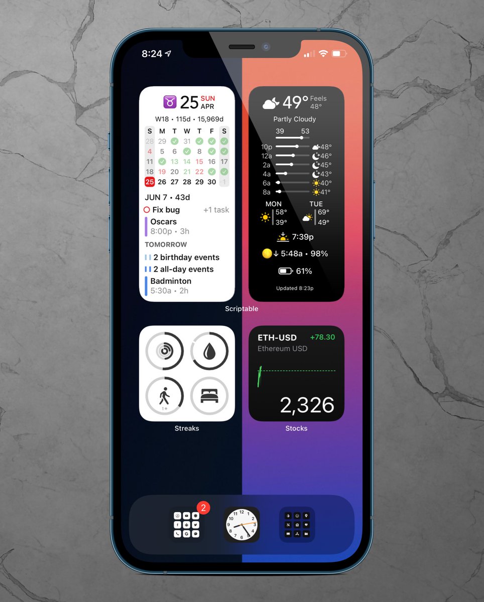 anilkpatro's tweet photo. Loving my #ios14homescreen even more. Sticking with this one. https://t.co/BMDHuC5Sy2