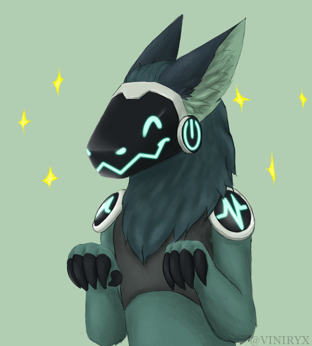 Digital art of a furry protogen