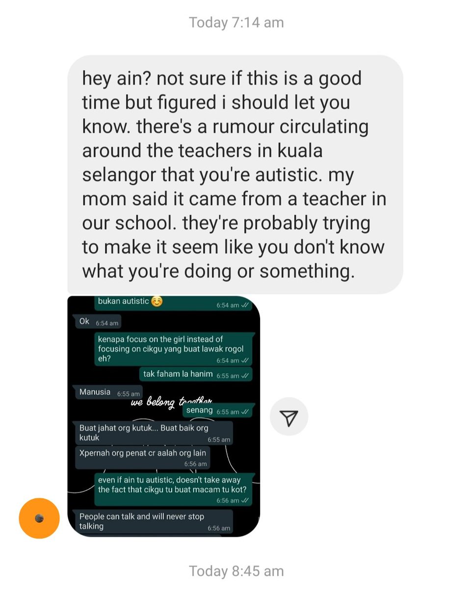EXCUSE ME, we're not in the 90's la malaysia. even if im autistic doesnt mean im stupid? Have you even heard of Greta Thunberg? Even she has aspergers. STOP LA STEREOTYPES CMNI, YOU ARE TEACHERS. theres so much things wrong with the education system rn idek where to start.