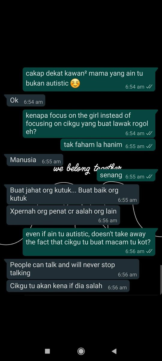 EXCUSE ME, we're not in the 90's la malaysia. even if im autistic doesnt mean im stupid? Have you even heard of Greta Thunberg? Even she has aspergers. STOP LA STEREOTYPES CMNI, YOU ARE TEACHERS. theres so much things wrong with the education system rn idek where to start.